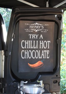 Sign for Henry's Chilli hot chocolate