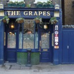 The outside of The Grapes pub