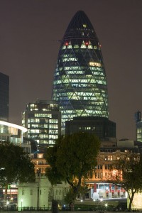 The Gherkin at night