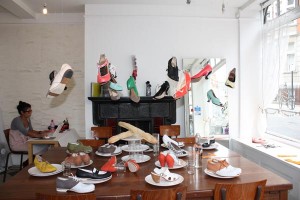 Shoe display at independent fashion shop Tracey Neuls
