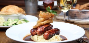 The Crown and Two Chairmen sausages and mash