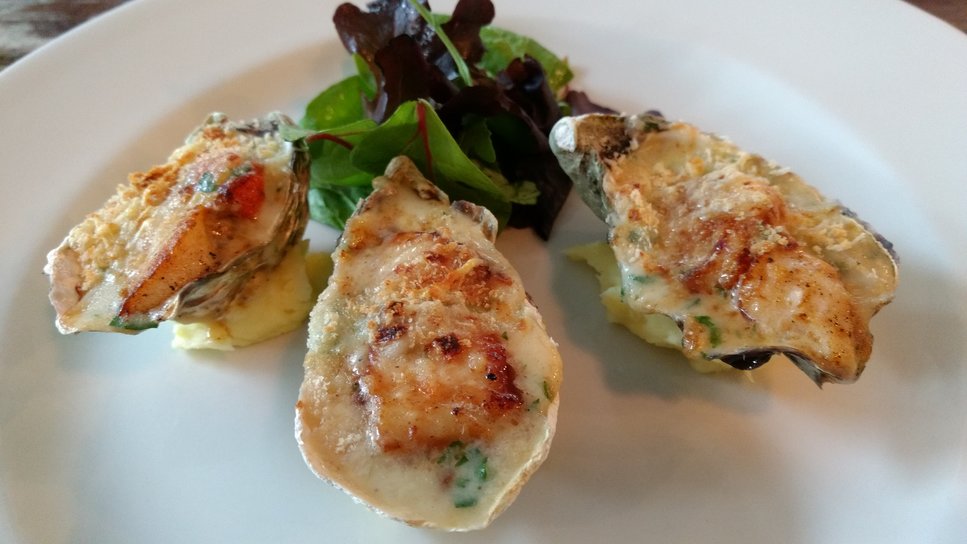 Oyster and scallop gratin