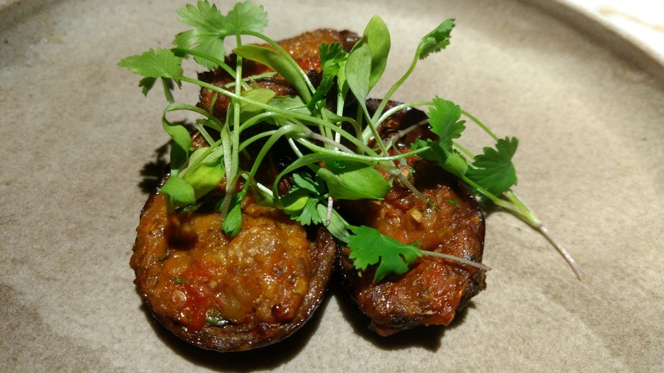 Grilled baby aubergines