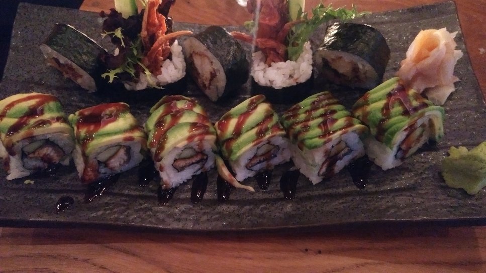 Soft shell crab roll and dragon roll