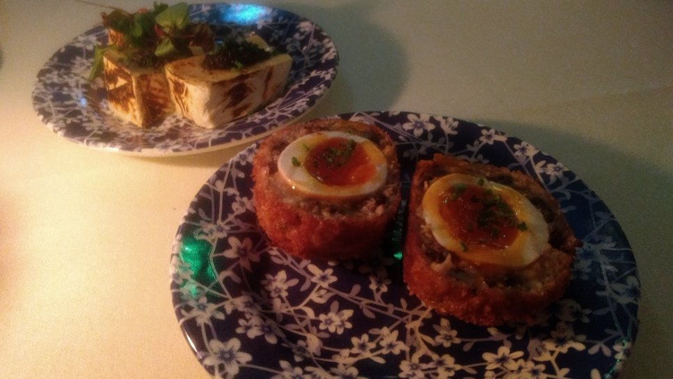 Truffled Somerset Brie and Six Storey Scotch eggs